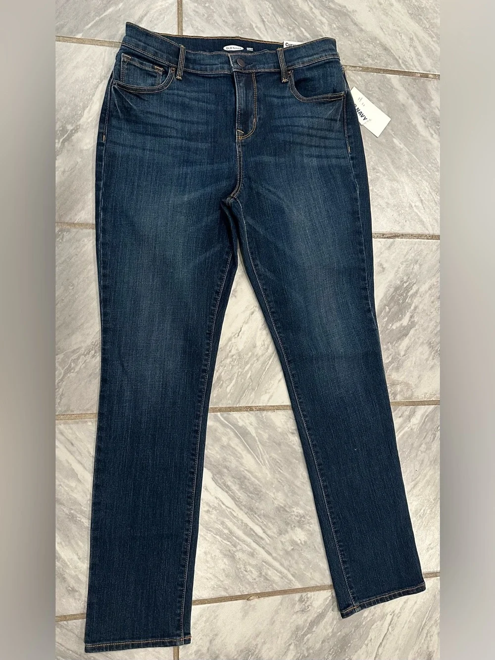 NWT Old Navy Womens Blue Curvy Straight Jeans Size 6 Short (30Wx29L)